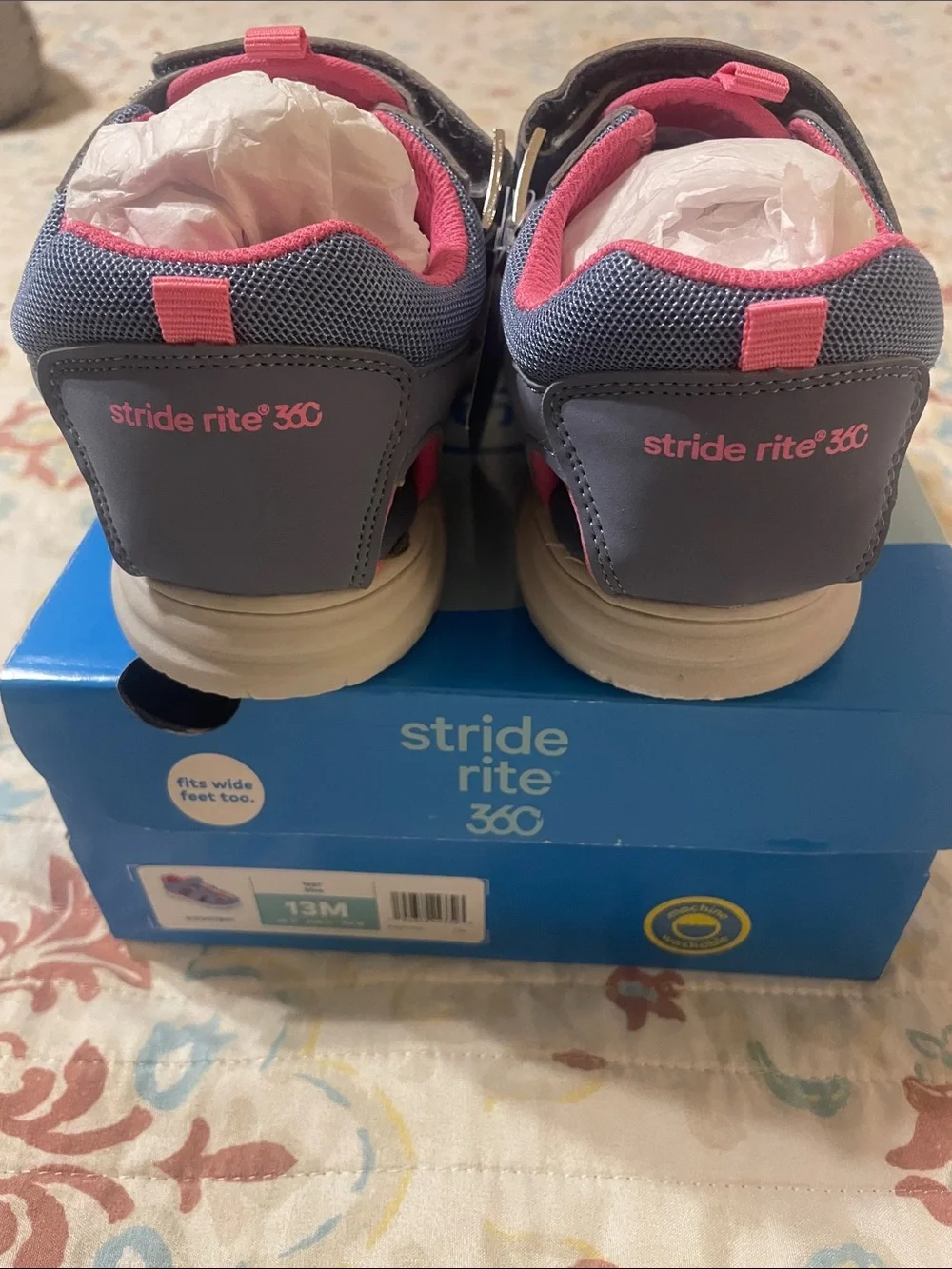 Stride Rite Girls Blue and Pink Sport Sandals